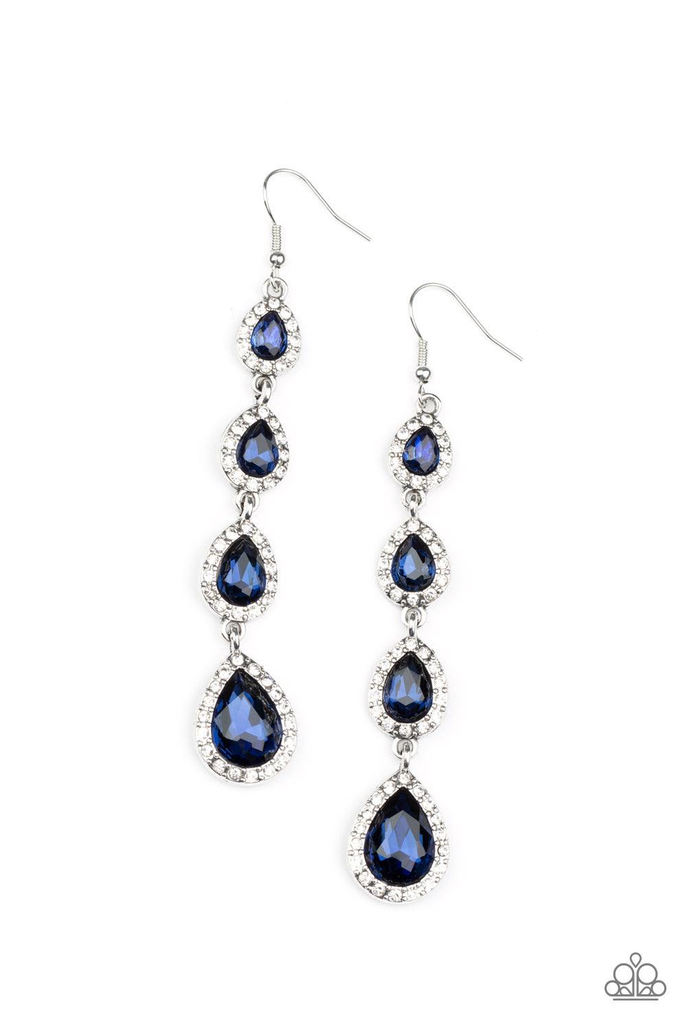 Traditional Long Afghani Earrings - Blue -