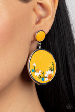 Embroidered Gardens Yellow Earrings - Jewelry by Bretta