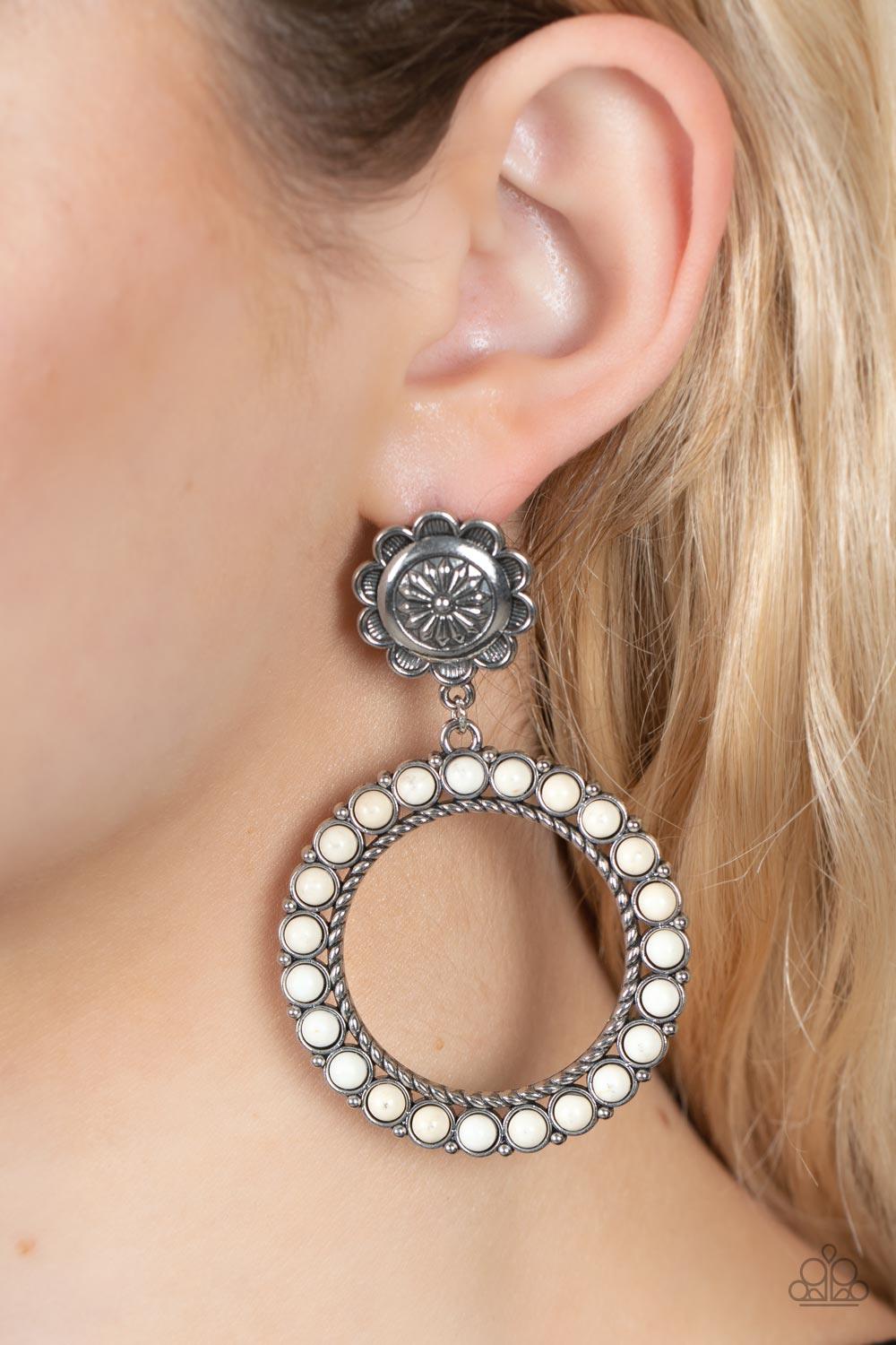 Playfully Prairie White Earrings - Jewelry by Bretta