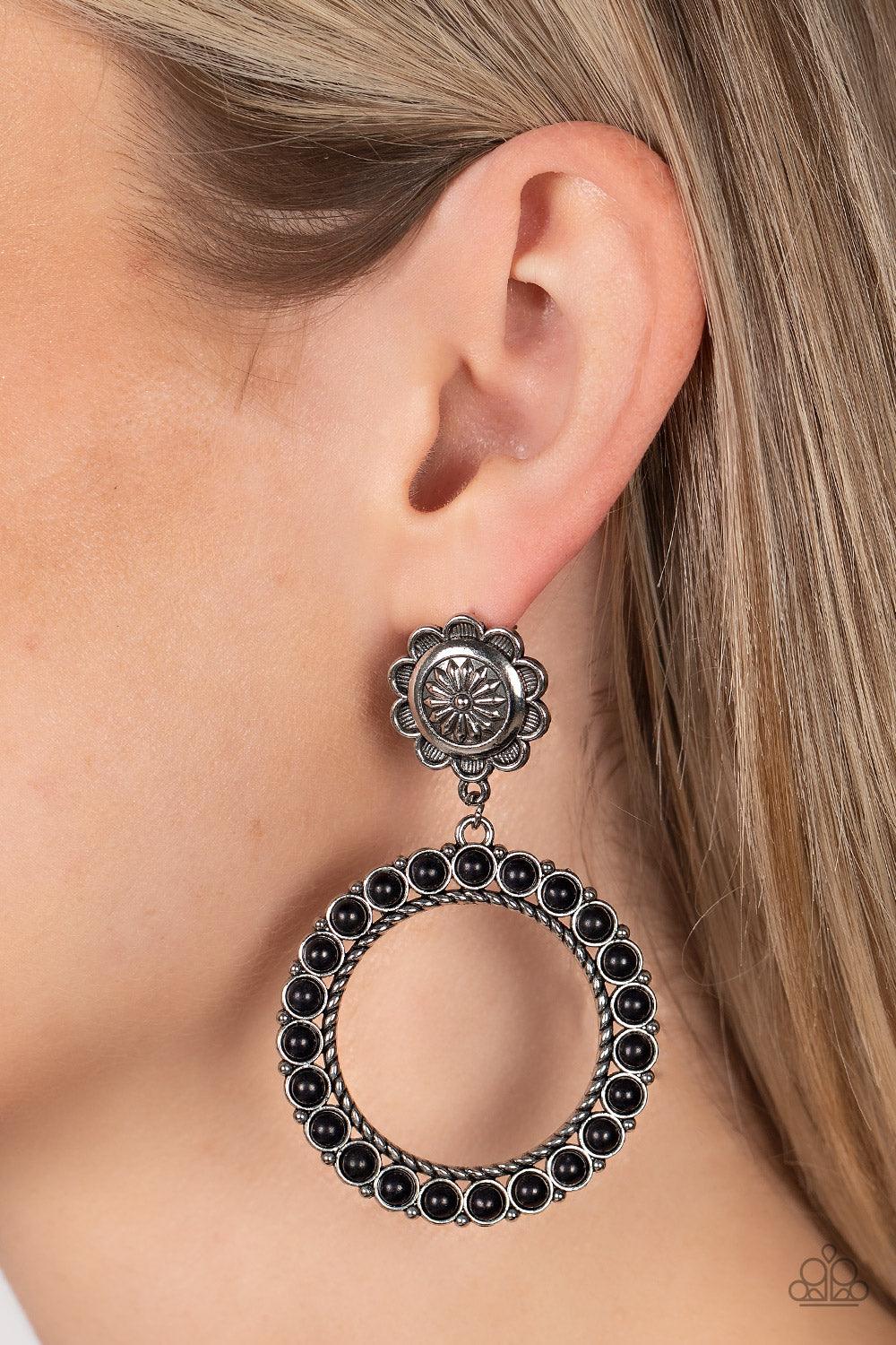 Playfully Prairie Black Earrings - Jewelry by Bretta