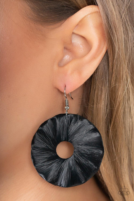 Fan the Breeze Black Earrings - Jewelry by Bretta