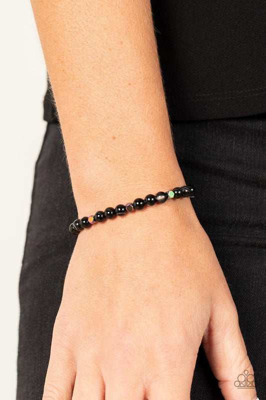 Interstellar Solitude Black and Oil Spill Beaded Bracelet - Jewelry by Bretta