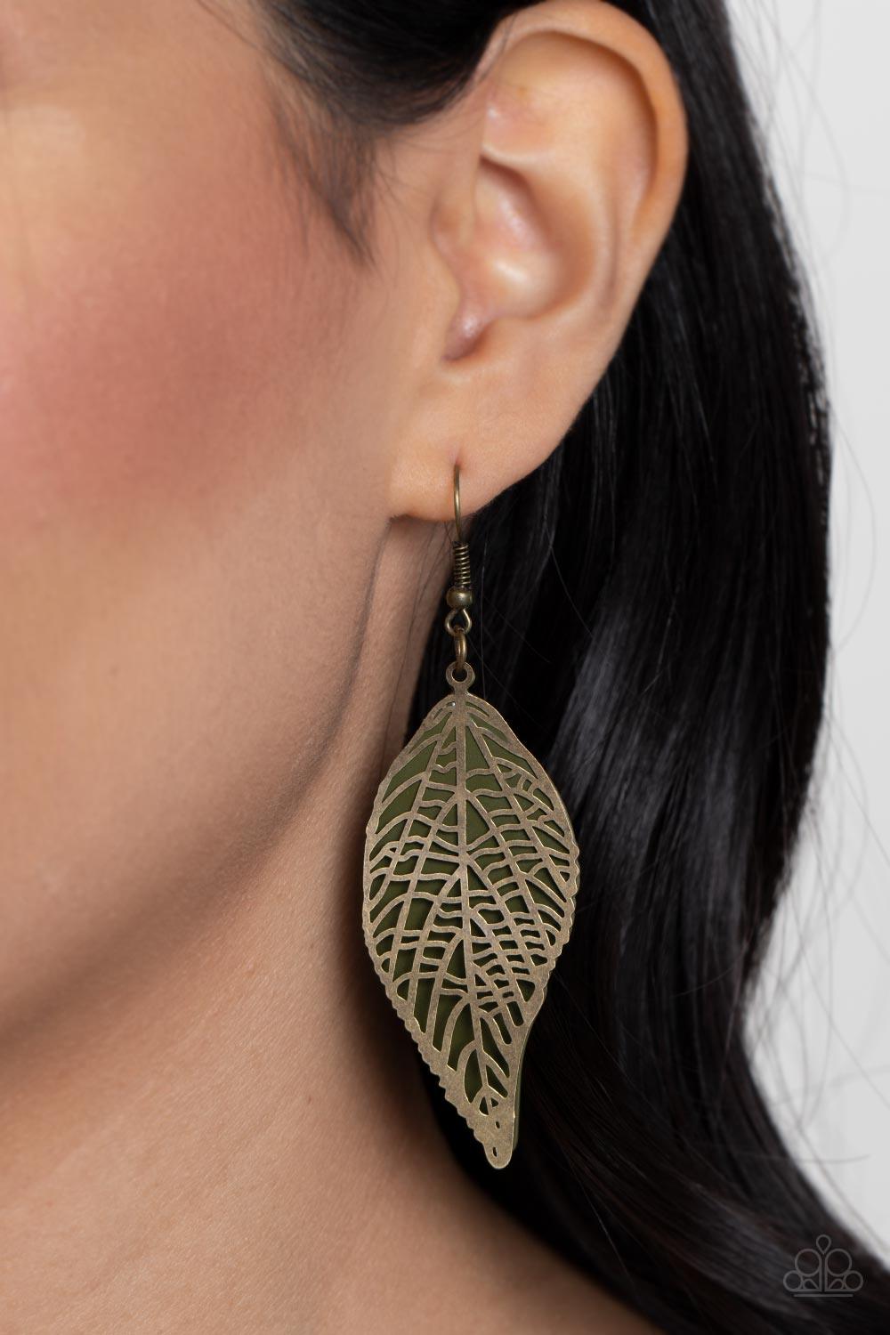 Leafy Luxury Green Earrings - Jewelry by Bretta