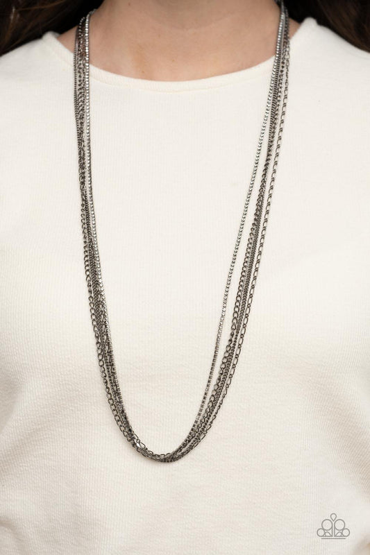 Undauntingly Urban Black Necklace - Jewelry by Bretta