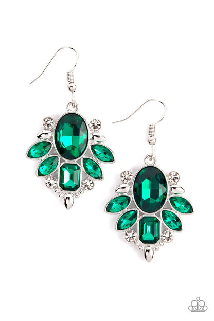 Glitzy Go-Getter Green Earrings - Jewelry by Bretta