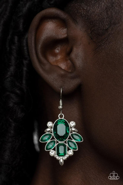 Glitzy Go-Getter Green Earrings - Jewelry by Bretta