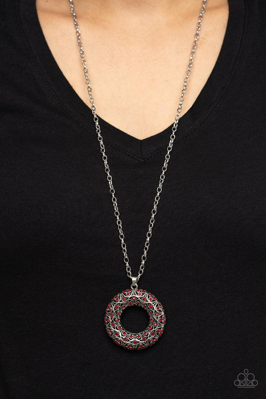 Wintry Wreath Red Necklace - Jewelry by Bretta