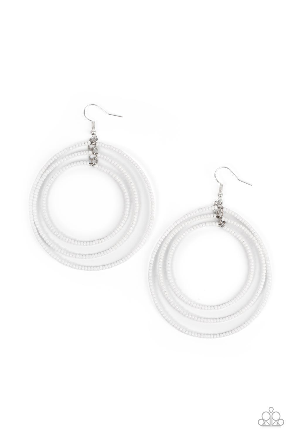 Colorfully Circulating White Earrings - Jewelry by Bretta