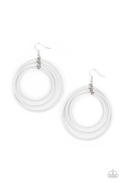 Colorfully Circulating White Earrings - Jewelry by Bretta