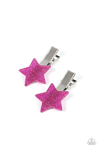 Sparkly Star Chart Pink Hair Clips - Jewelry by Bretta