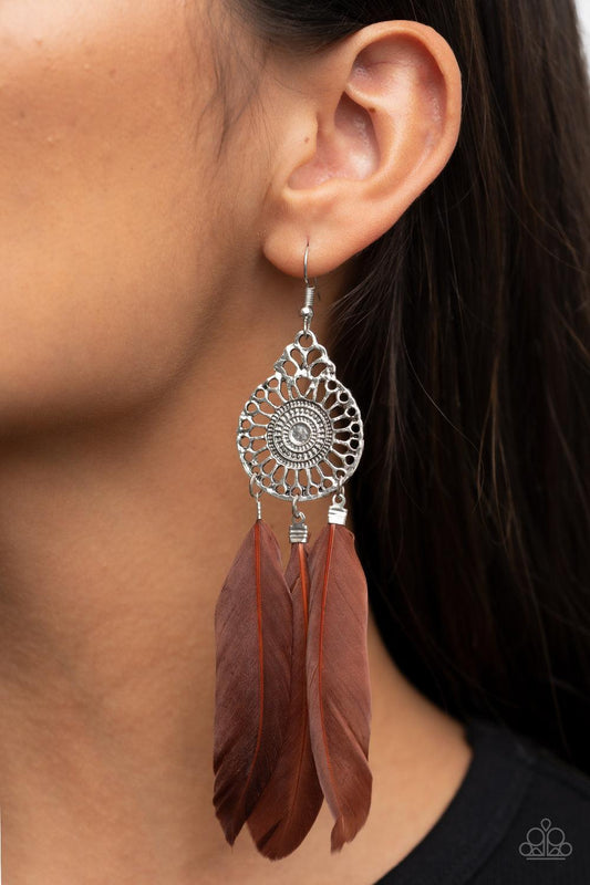 Pretty in PLUMES Brown Earrings - Jewelry by Bretta