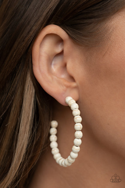 Rural Retrograde White Hoop Earrings - Jewelry by Bretta
