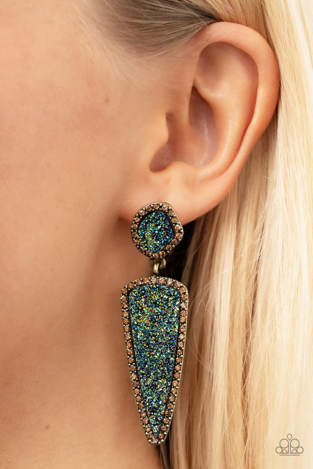 Druzy Desire Brass Earrings - Jewelry by Bretta