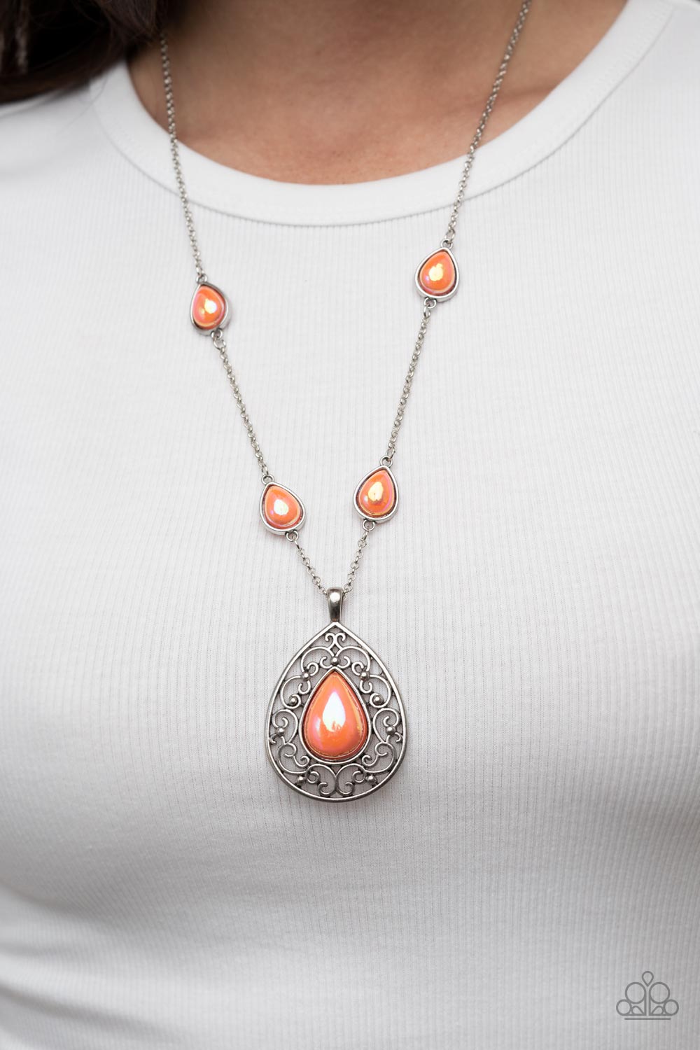Magical Masquerade Orange Necklace - Jewelry by Bretta