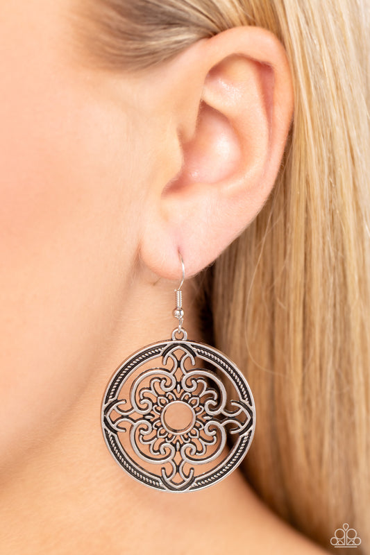 Mandala Meditation Silver Earrings - Jewelry by Bretta