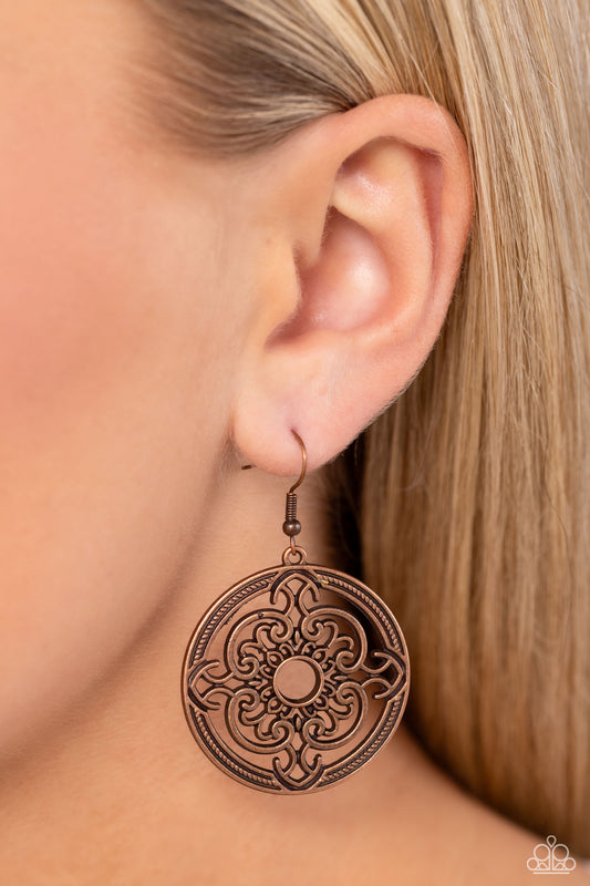 Mandala Meditation Copper Earrings - Jewelry by Bretta
