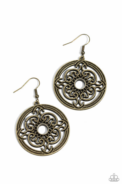 Mandala Meditation Brass Earrings - Jewelry by Bretta