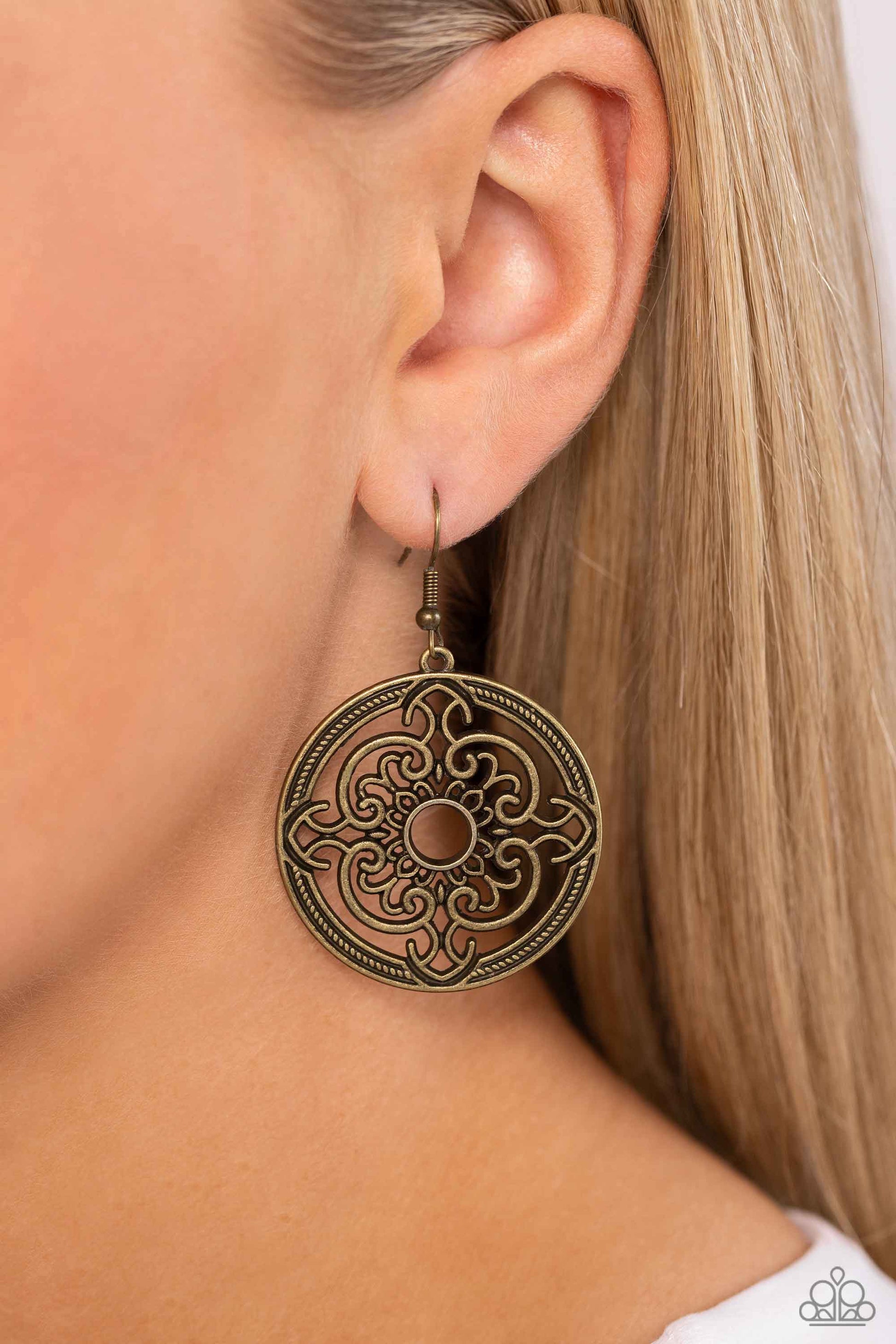 Mandala Meditation Brass Earrings - Jewelry by Bretta