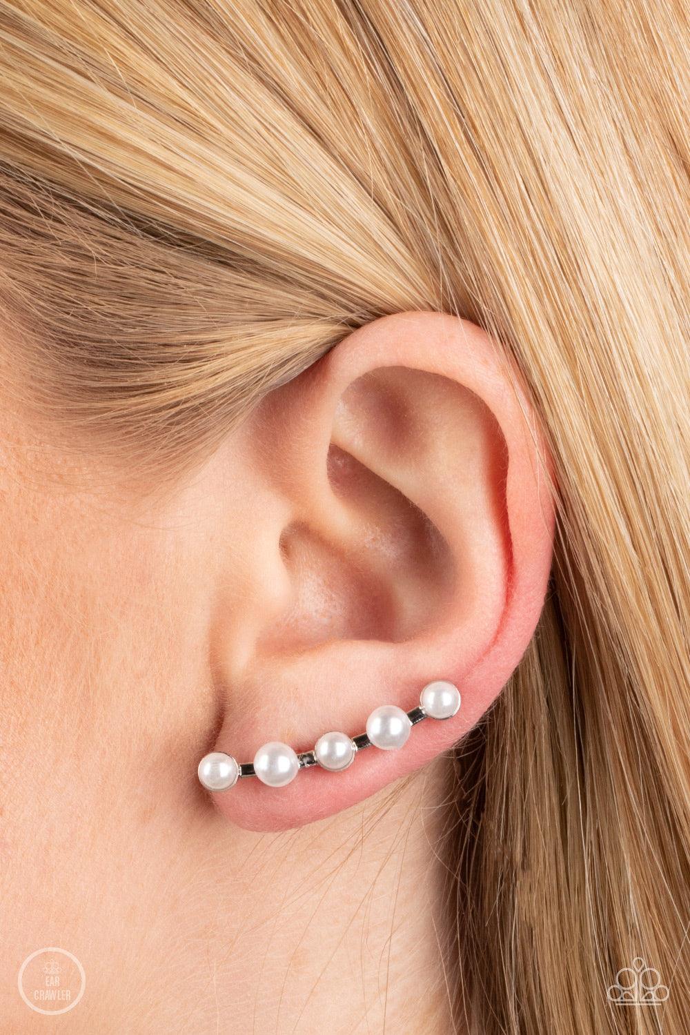 Drop-Top Attitude White Earrrings - Jewelry by Bretta