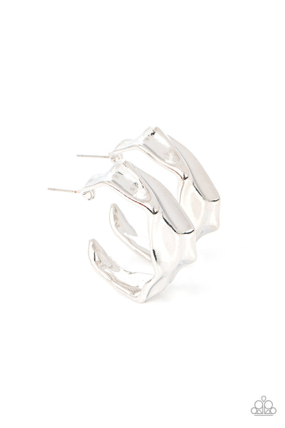 Cutting Edge Couture Silver Hoop Earrings  - Jewelry by Bretta