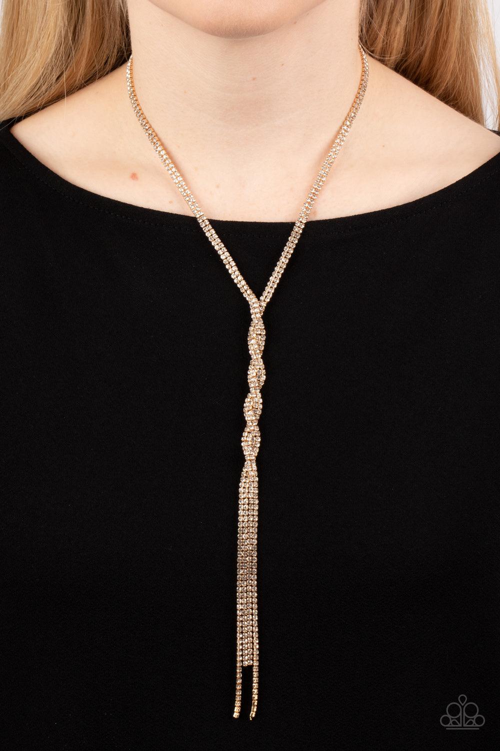 Impressively Icy Gold Necklace - Jewelry by Bretta