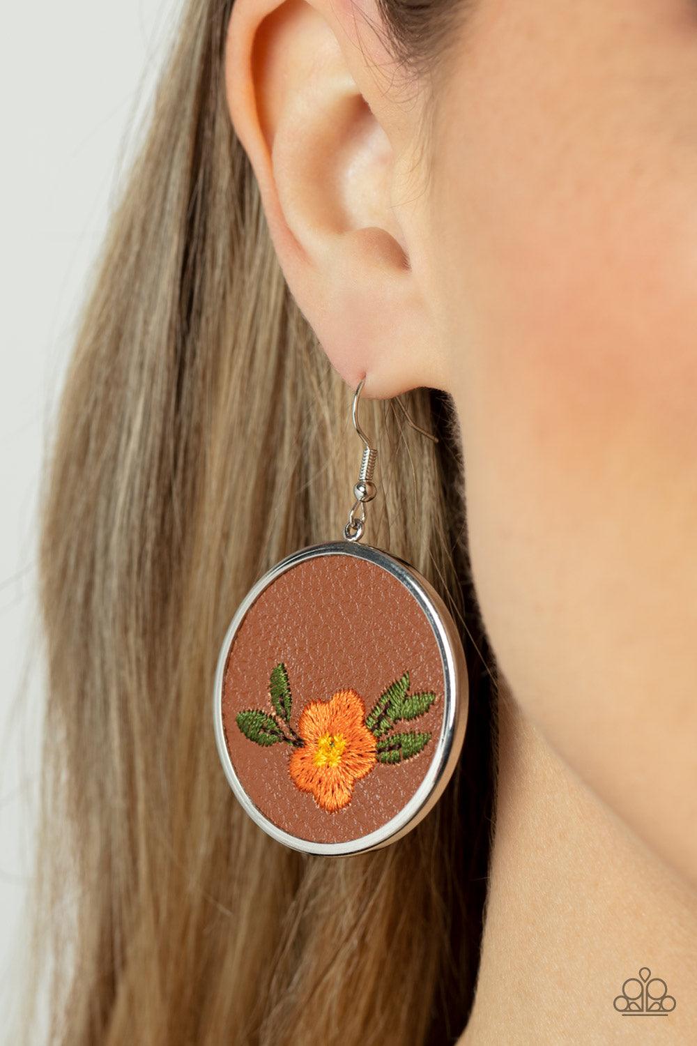 Prairie Patchwork Orange Earrings - Jewelry by Bretta