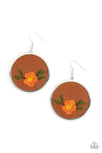 Prairie Patchwork Orange Earrings - Jewelry by Bretta