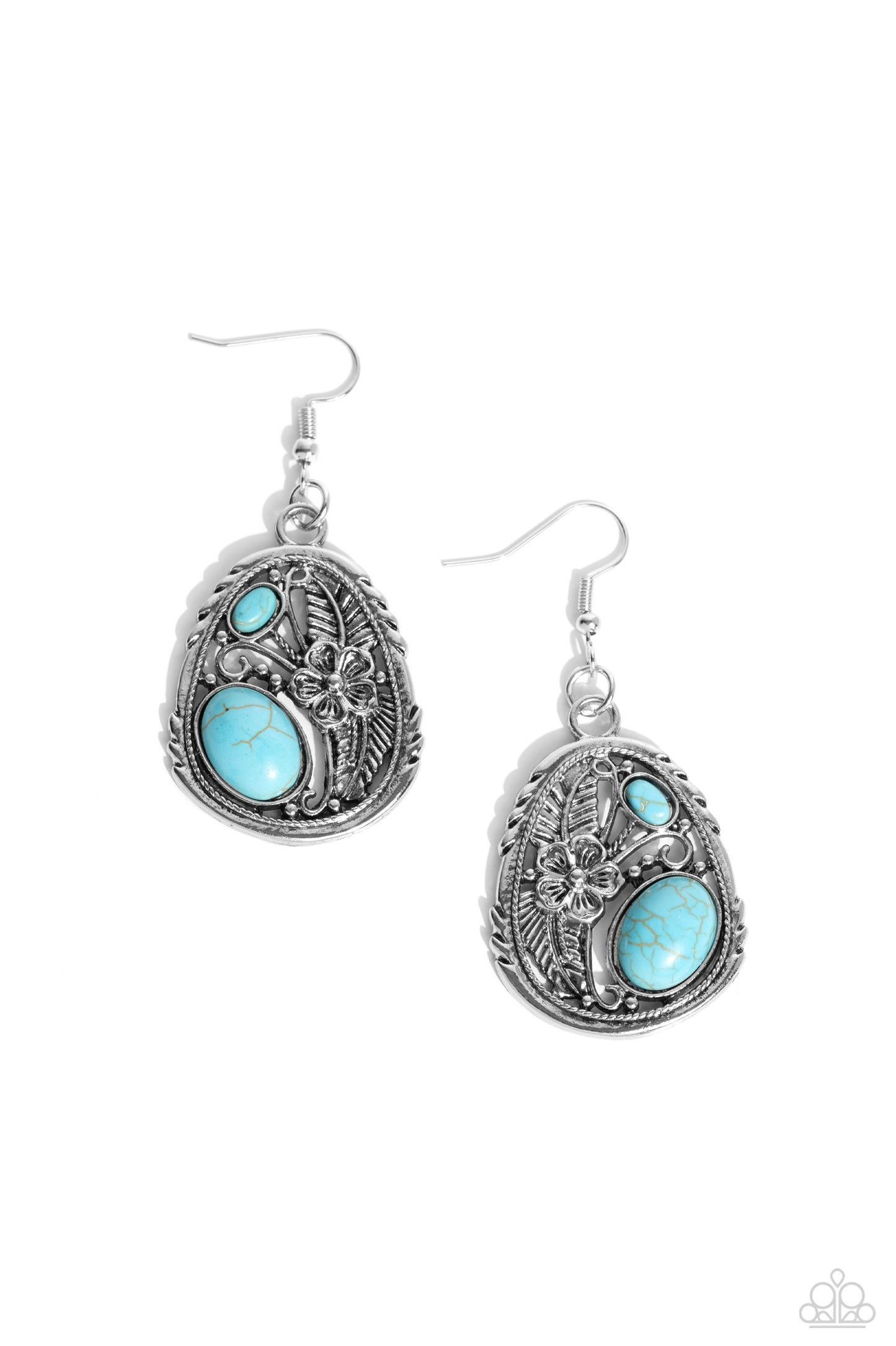 Hibiscus Harvest Blue Earrings - Jewelry by Bretta