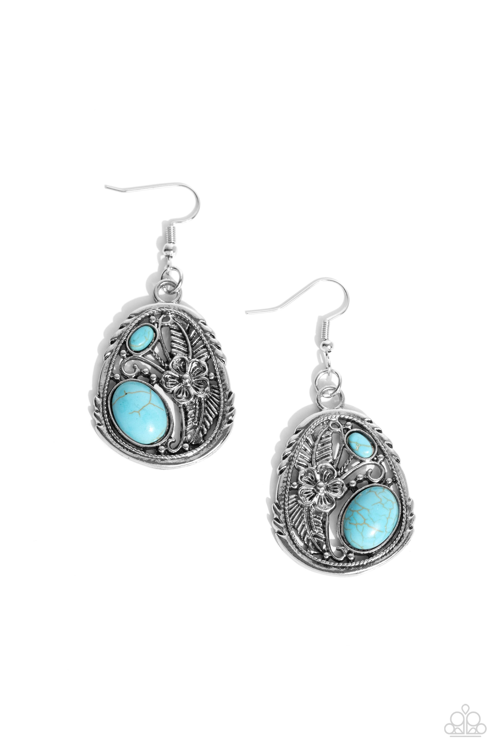 Hibiscus Harvest Blue Earrings - Jewelry by Bretta