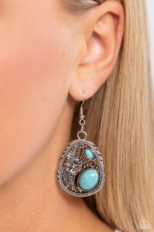 Hibiscus Harvest Blue Earrings - Jewelry by Bretta