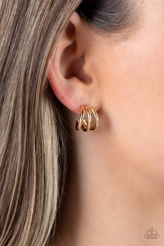 TRIPLE Down Gold Hoop Earrings - Jewelry by Bretta