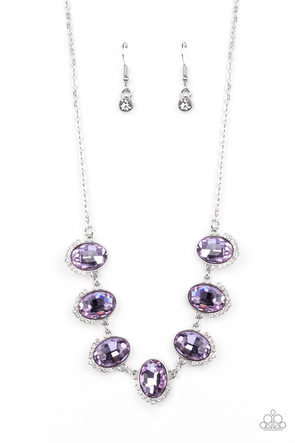 Violet and Clear CZ Rhinestone V Shape Prom Necklace Set | Prom Jewelry |  L&M Bling - lmbling