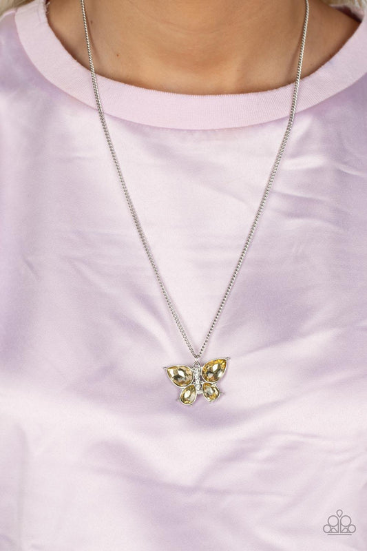 Free-Flying Flutter Yellow Necklace