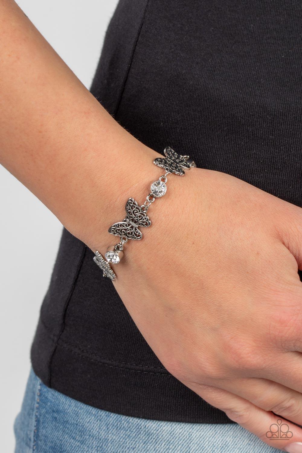 Has a WING to It White Bracelet - Jewelry by Bretta