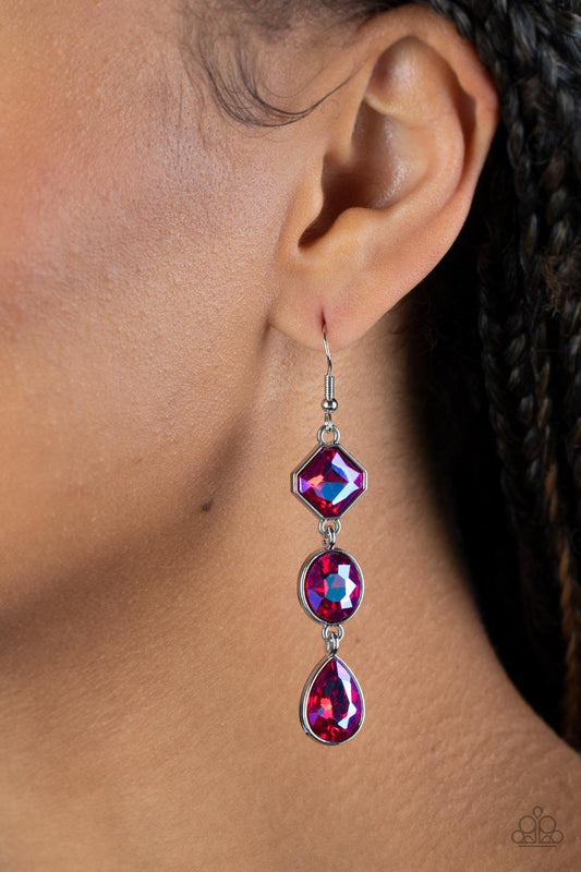Reflective Rhinestones Pink Earrings - Jewelry by Bretta
