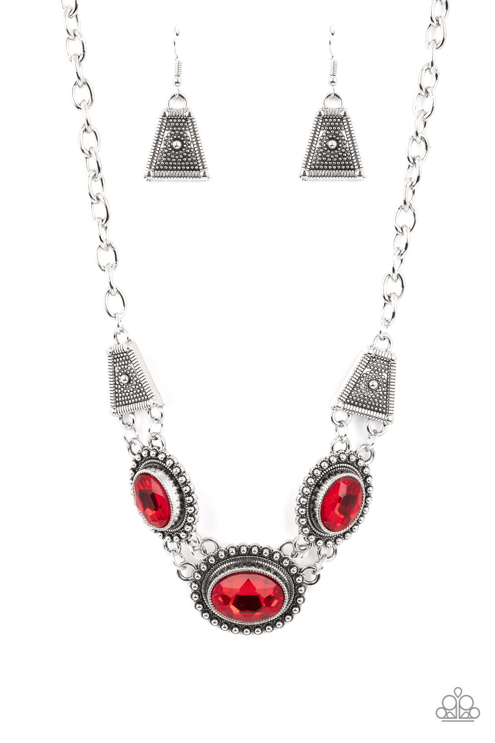 Textured TRAPEZOID Red Necklace - Jewelry by Bretta