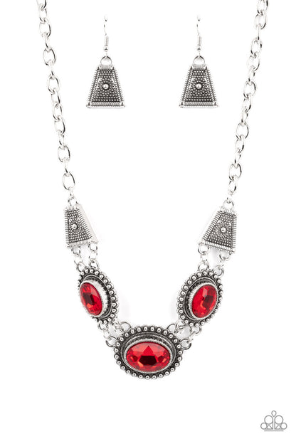 Textured TRAPEZOID Red Necklace - Jewelry by Bretta