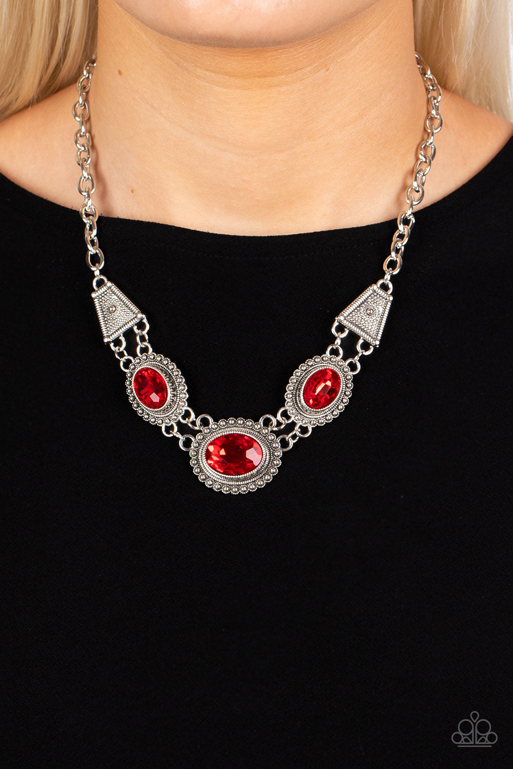 Textured TRAPEZOID Red Necklace - Jewelry by Bretta