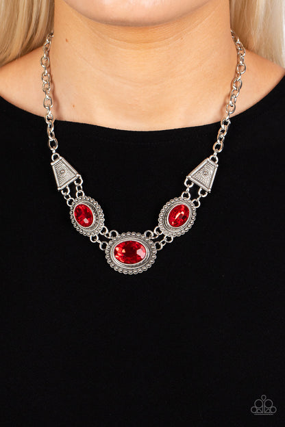 Textured TRAPEZOID Red Necklace - Jewelry by Bretta