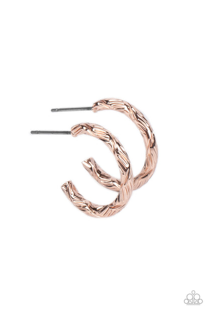 Triumphantly Textured Rose Gold Hoop Earrings - Jewelry by Bretta