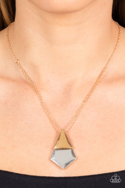 Posh Pyramid Gold Necklace  - Jewelry by Bretta