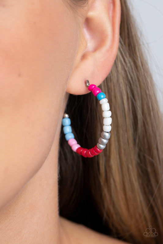 Multicolored Mambo Pink Multi Hoop Earrings - Jewelry by Bretta