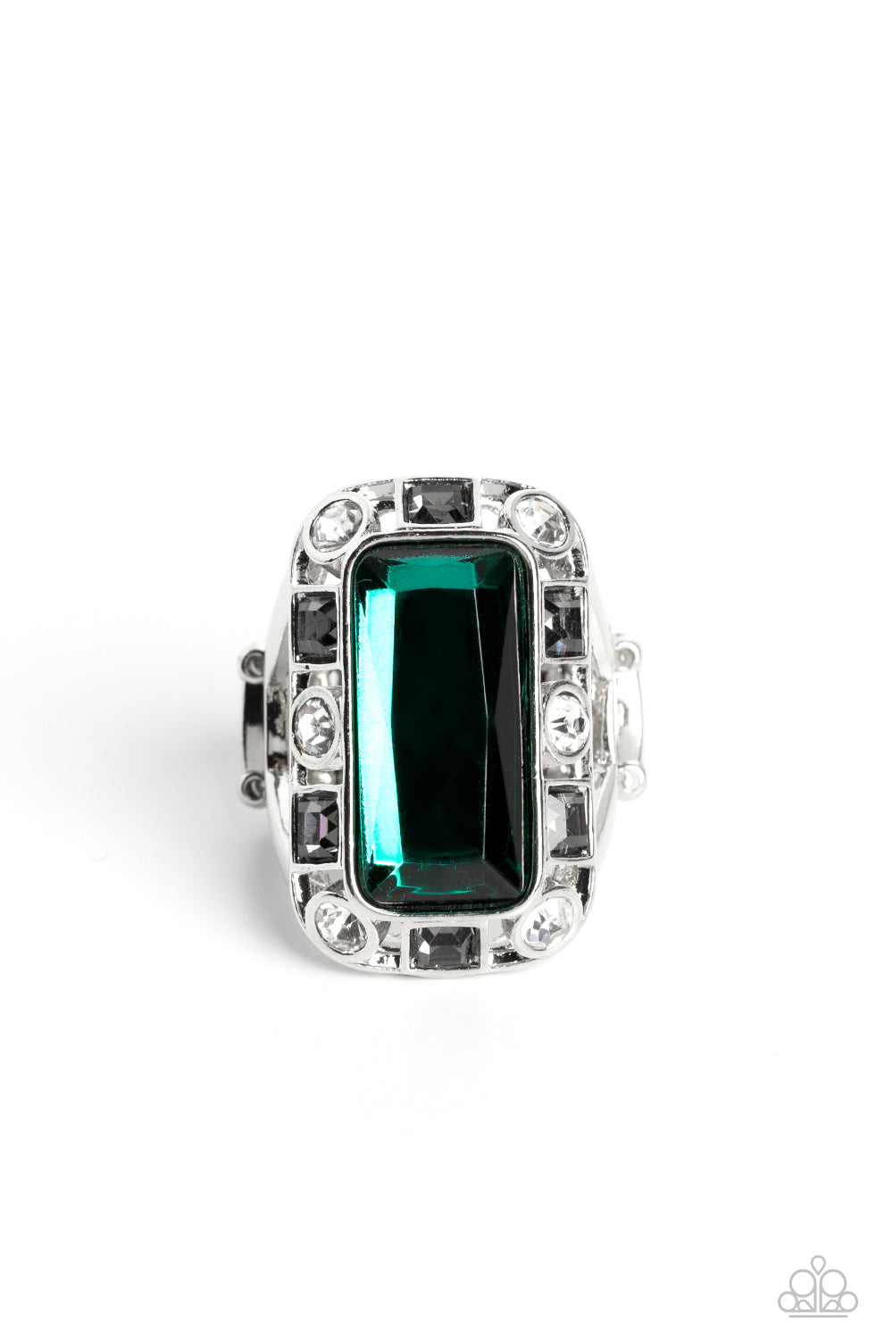 Radiant Rhinestones Green Ring - Jewelry by Bretta