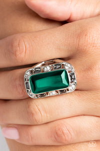 Radiant Rhinestones Green Ring - Jewelry by Bretta