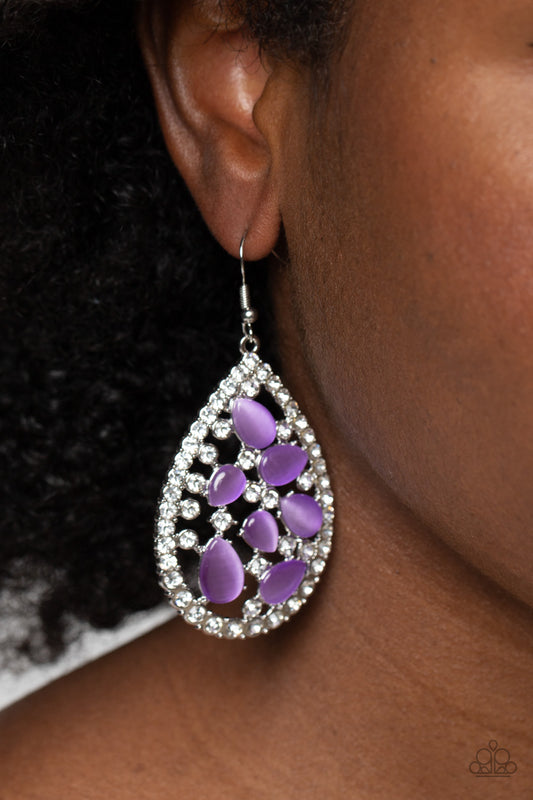 Cats Eye Class Purple Earrings - Jewelry by Bretta