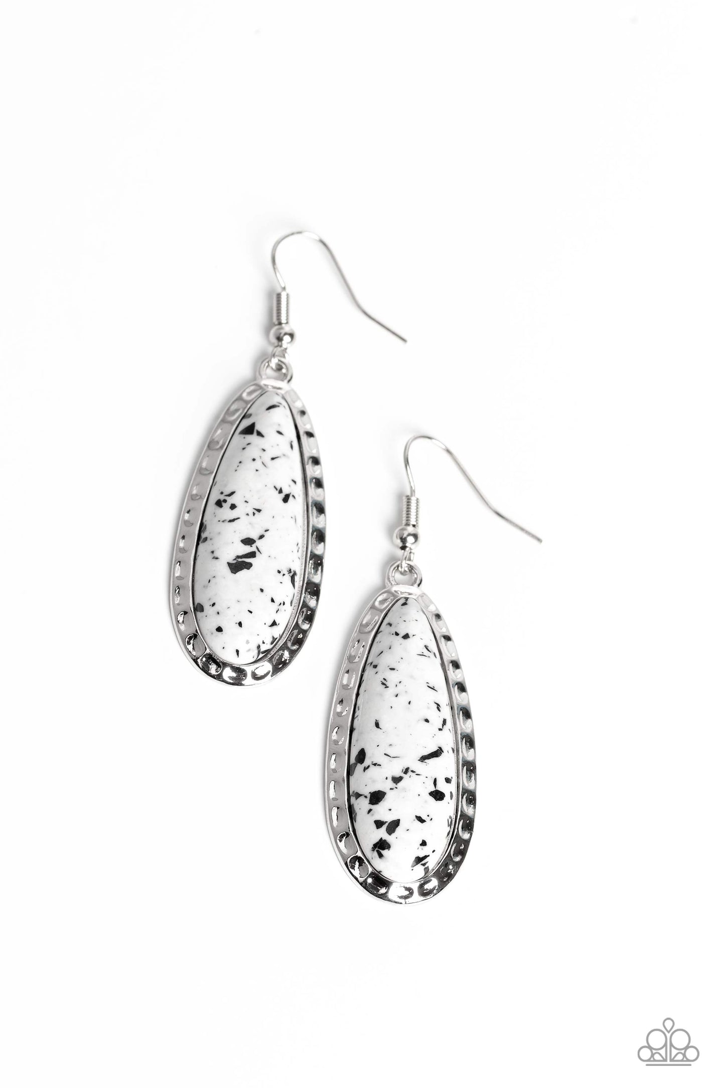 TEARDROP-Dead Dynasty White Earrings - Jewelry by Bretta