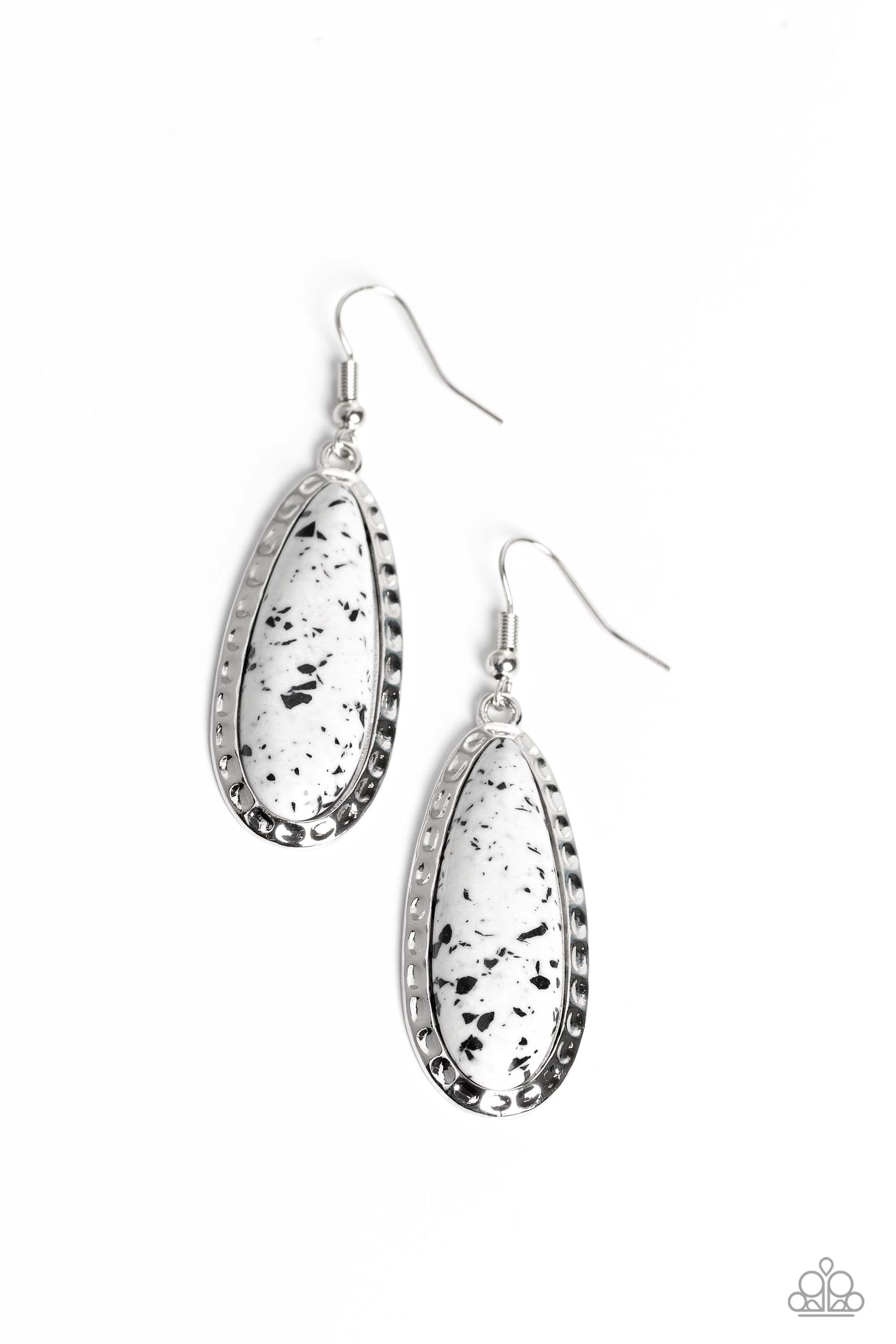 TEARDROP-Dead Dynasty White Earrings - Jewelry by Bretta