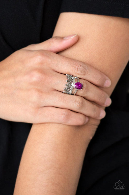 Paparazzi Accessories-Crowned Victor - Pink Ring - jewelrybybretta