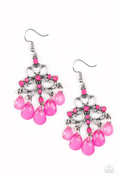 Paparazzi Accessories-Dip It GLOW - Pink Earrings