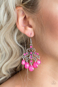 Paparazzi Accessories-Dip It GLOW - Pink Earrings